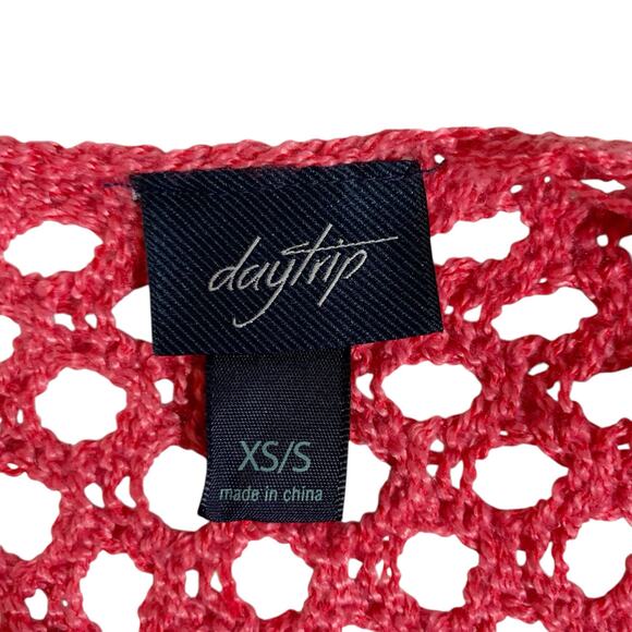 Daytrip Slouchy Cardigan Sweater Azalea Pink Open Knit Long Length Women's XS S - Picture 8 of 9